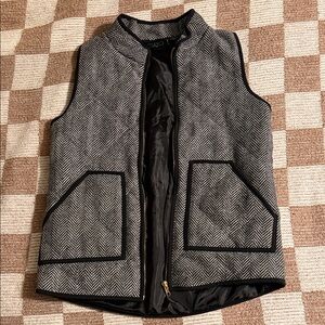 Black and White Herringbone Vest